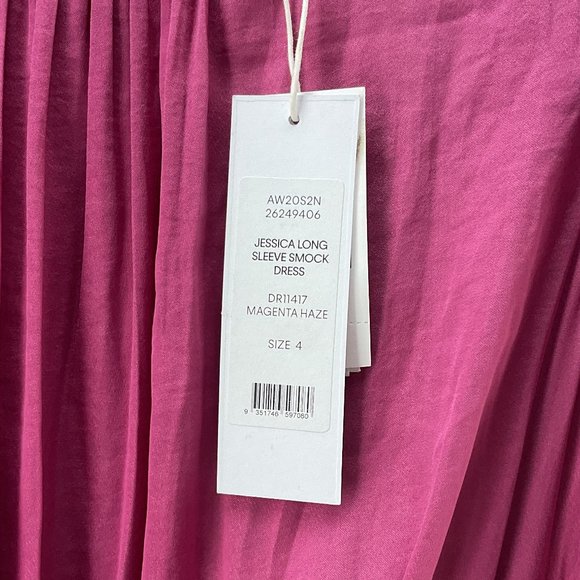 Forever New - Jessica Long Sleeve Smock Dress - Women's Size 4 - Magenta Haze - Picture 8 of 10